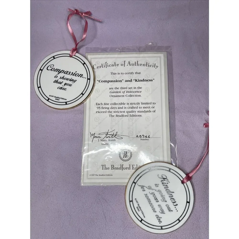 8 BRADFORD EDITIONS Garden Of Innocence ANGEL ORNAMENTS Grace Faith Love Peace +